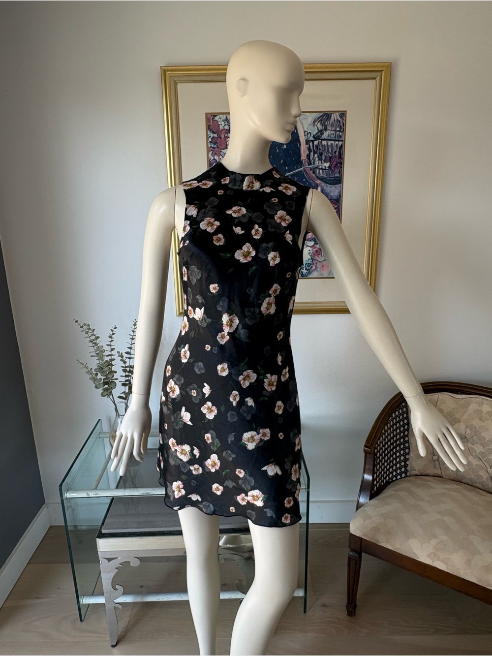 MinkPink Sleeveless Black Floral Mini Dress